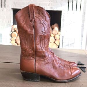 Lucchese 2000 T3097-R4 Men’s Lone Star Calf R-Toe Cowboy Boots Cognac Brown Sz …
